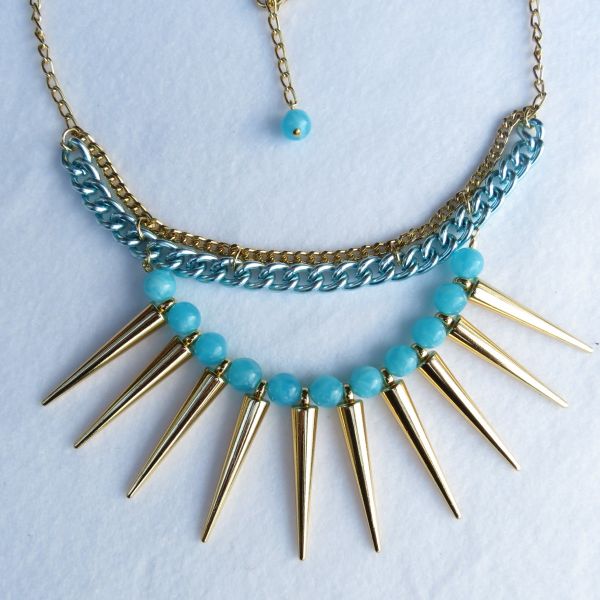 Maxi colar Azul Spike