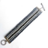 Maxi pulseira grafite com fecho com strass